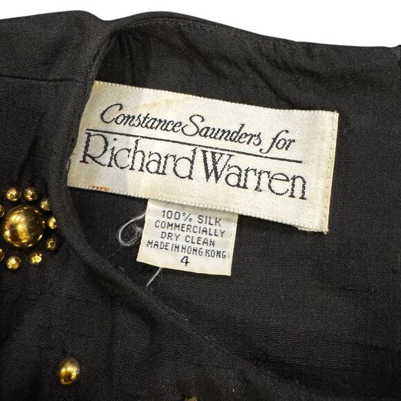 Vintage Constance Saunders for Richard Warren 100% Silk Embellished Dress – Size - Picture 6 of 6